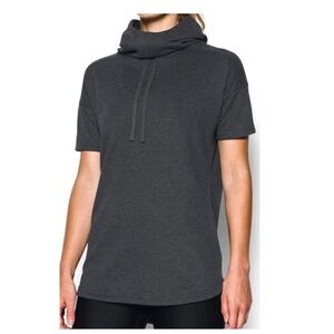 Under Armour Women ColdGear Short Sleeve Hoodie Grey Loose Oversized Size Small